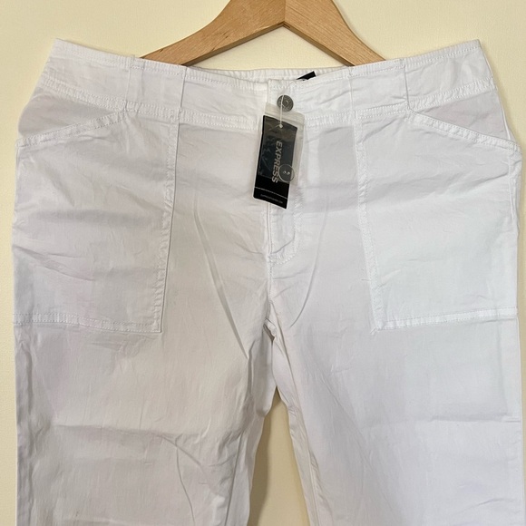Express Jeans Women Bootcut Flare White Pants 7/8 Stretch Cotton Casual Preppy - Picture 4 of 17